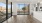 a room with a large glass door