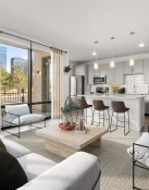 a living room with a large window