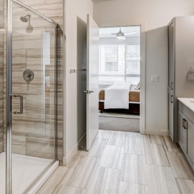 Refined spaces to match your style a bathroom with a glass shower